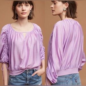 Maeve by Anthropologie Calluna Tied Blouse Medium In Lilac Purple